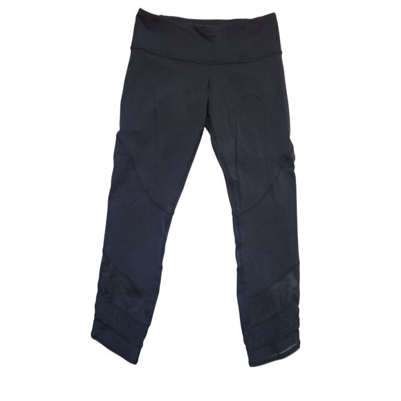 lululemon athletica Pants - Lululemon Black Cropped Sheer Leggings Size 4 Workout Gym Active Wear Casual